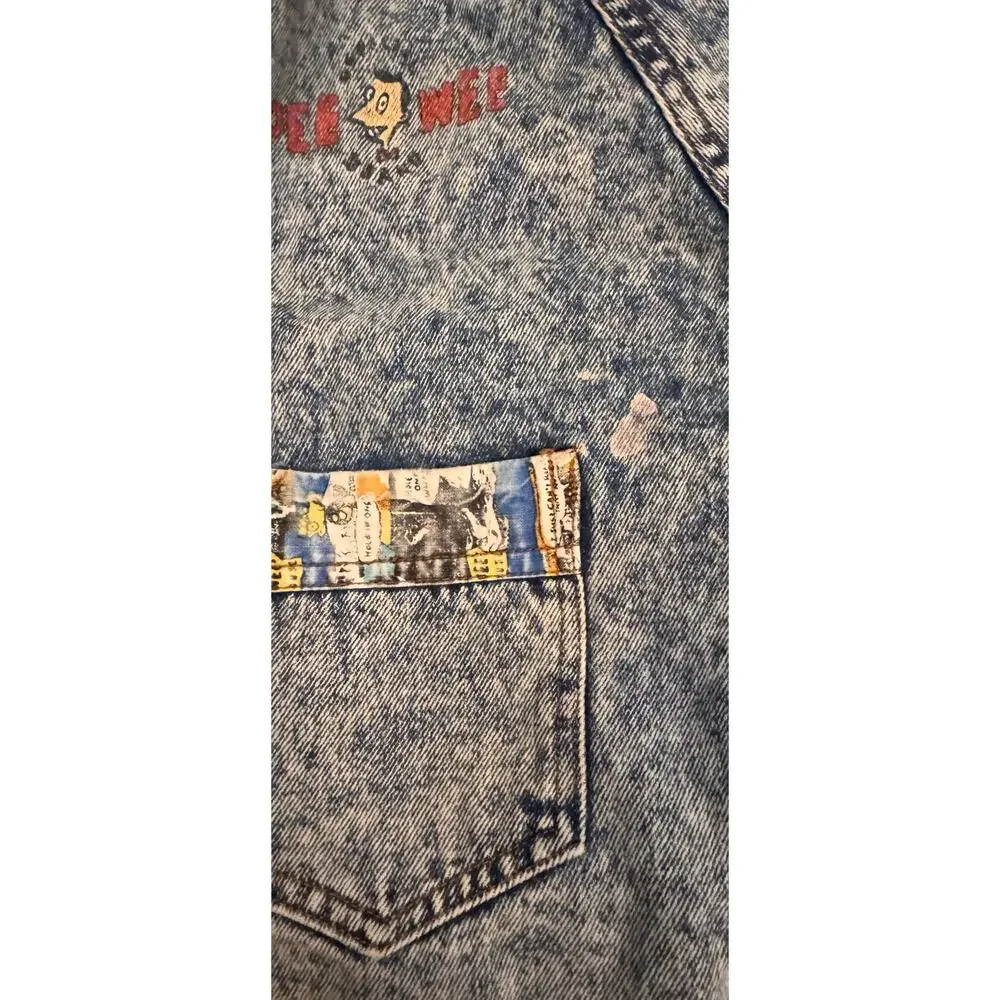 Vintage 1989 Youth Pee Wee Herman Official Brand Denim Jacket w/Back Design
